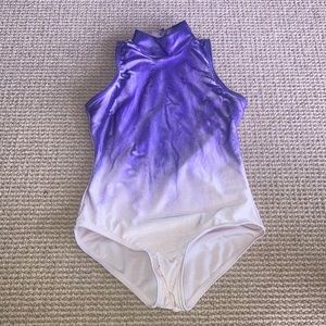 Watercolour Purple and Pink Mock Neck Leotard